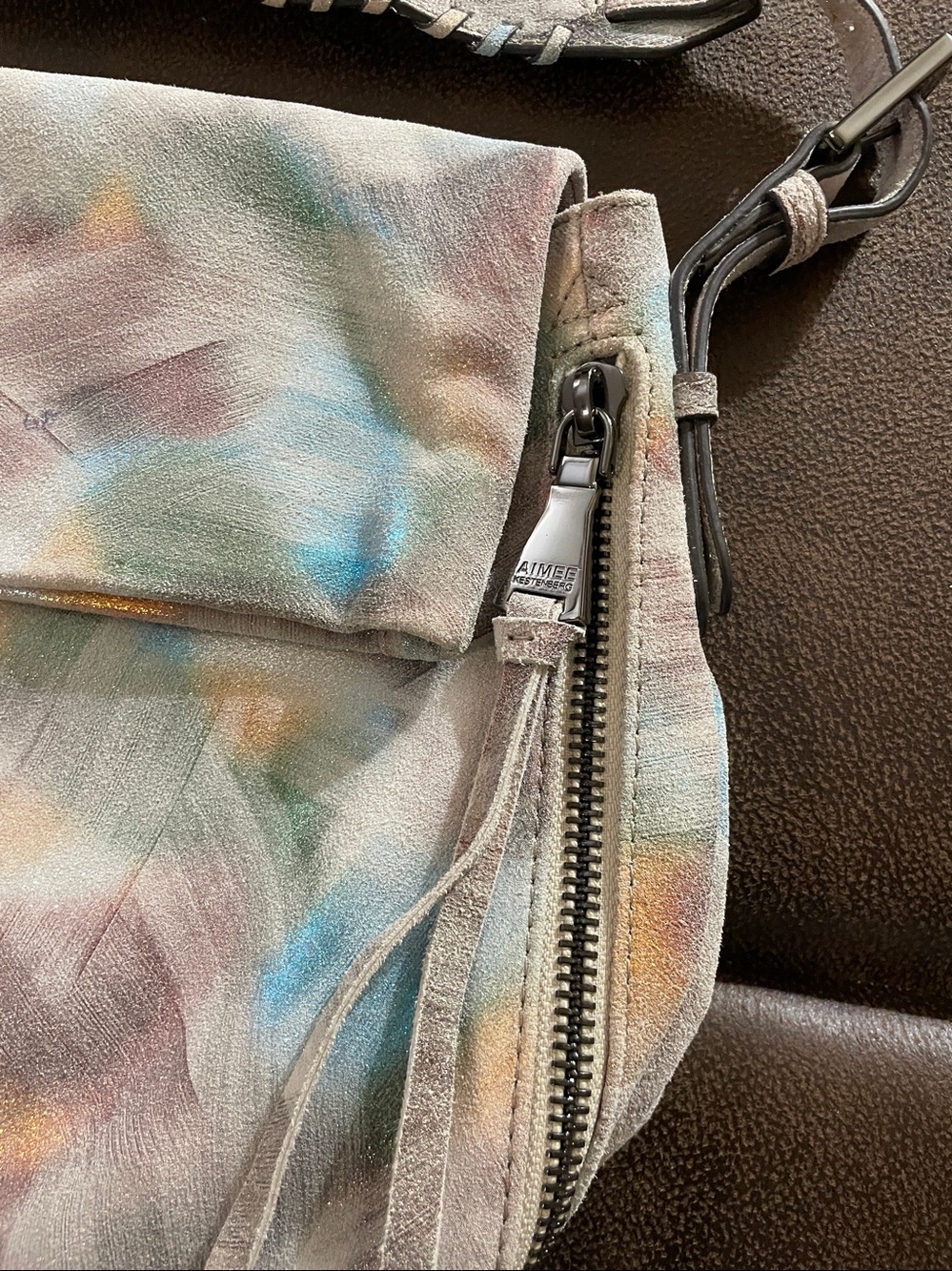 Aimee Kestenberg rainbow metallic leather boho bag with tassel zippers, NWOT - Picture 3 of 14